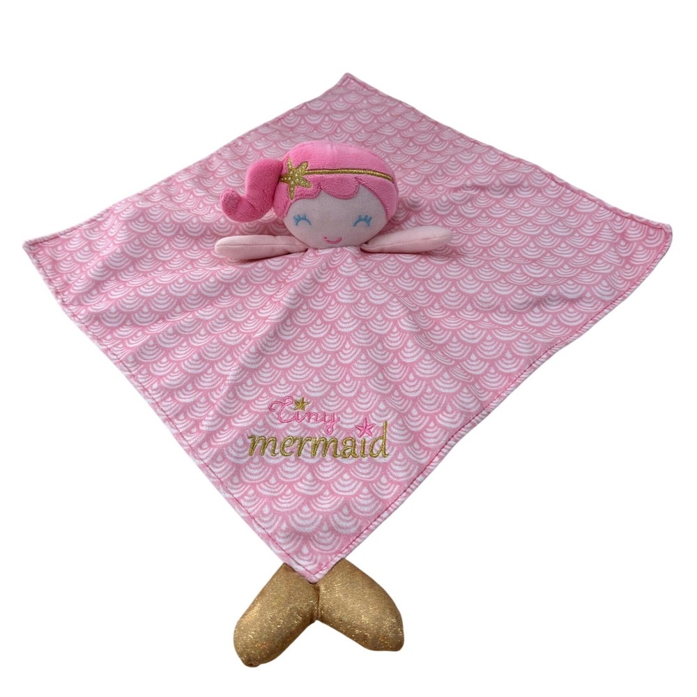 Baby Starters Tiny Mermaid Pink Security Blanket Lovey Gold‎ Tail A46731
